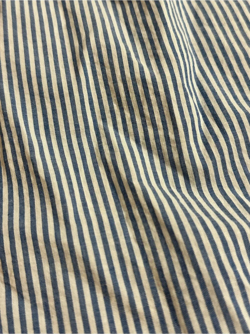 J Crew 100% Cotton Blue & White Stripe Ruffled Long-Sleeve Top Size Small